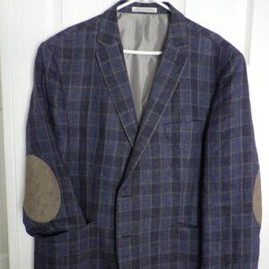 Joseph Abboud Heritage Men's Blazer Sport Coat 100% Linen Brown Plaid 50R 2 Vent